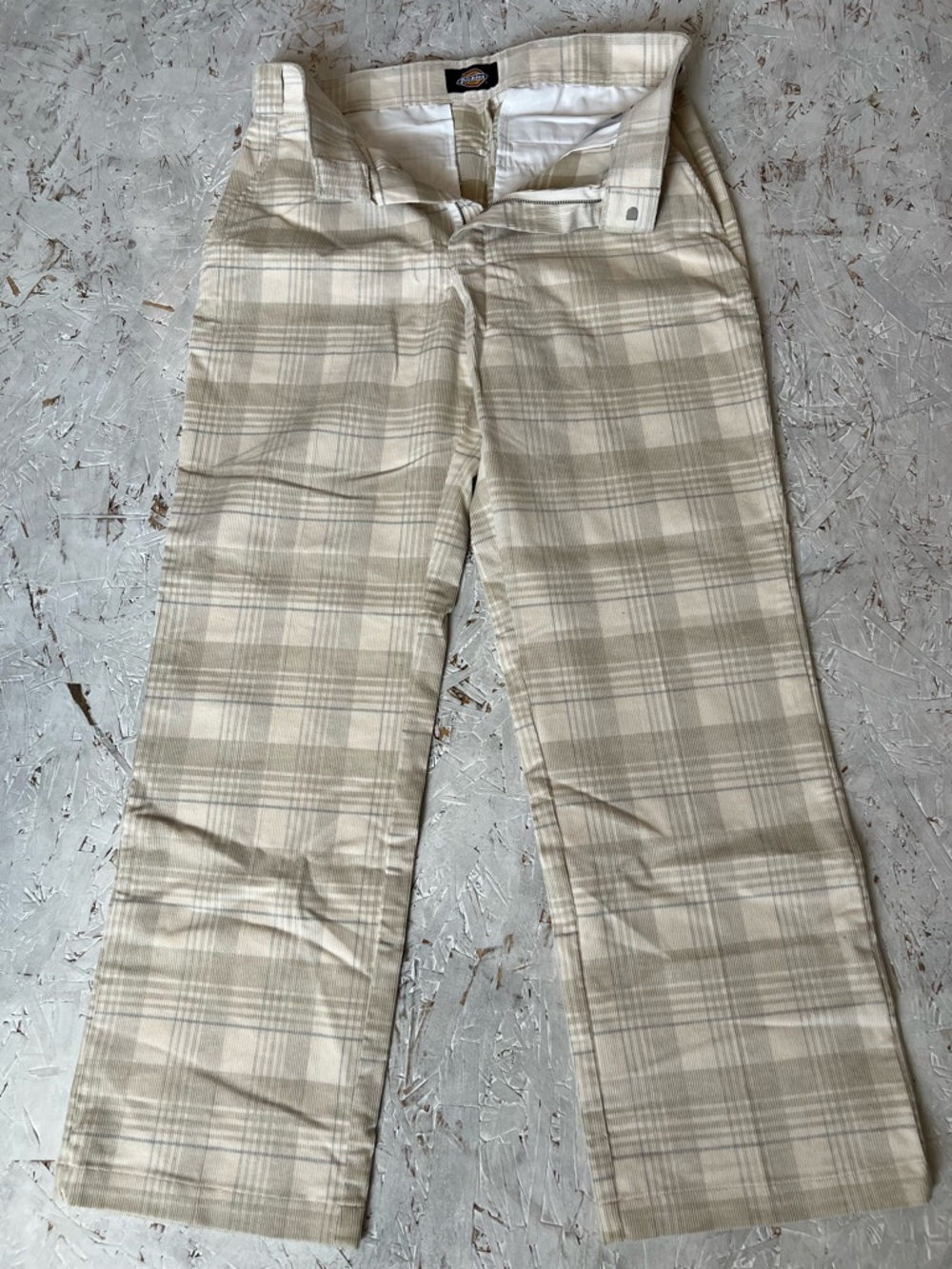 Dickies Men's Cream Plaid Chino Pants